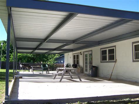 how to build metal patio cover attached to house|prefab metal patio covers.